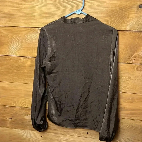 Krisa by revolve‎ women’s wrap surplice blouse, brown, long sleeve XS Oversized - Picture 10 of 12